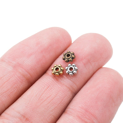 Perles d'espacement rondes plates antiques, 200 pièces