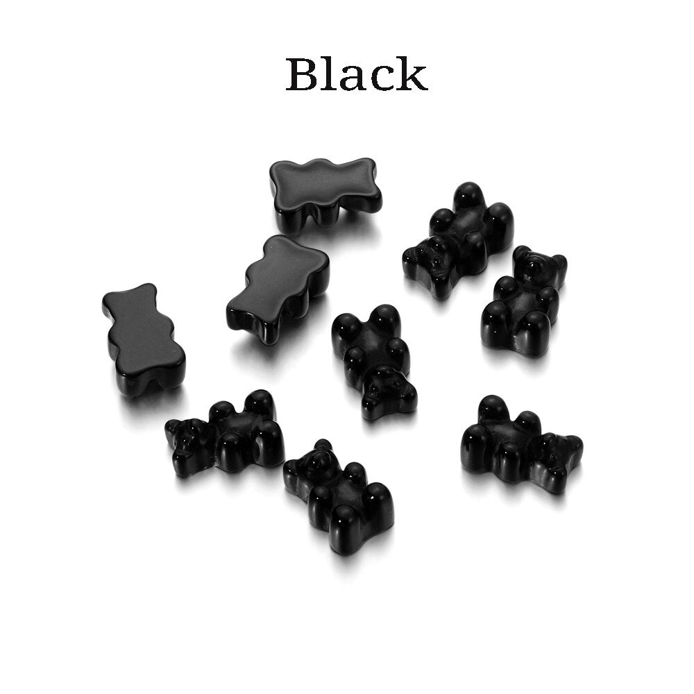 Transparent Cartoon Candy Bear Charm Pendants, 10Pcs