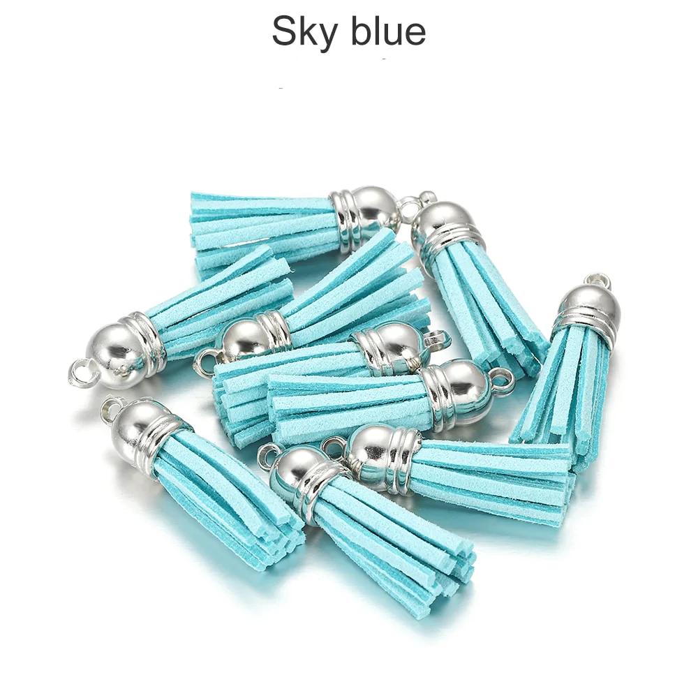 20 pendentifs en cuir vintage avec pompon de 38 mm.
