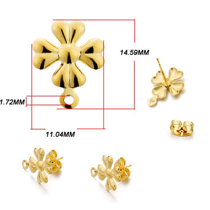 Base de clou de boucle d'oreille géométrique en acier inoxydable, 10 pièces