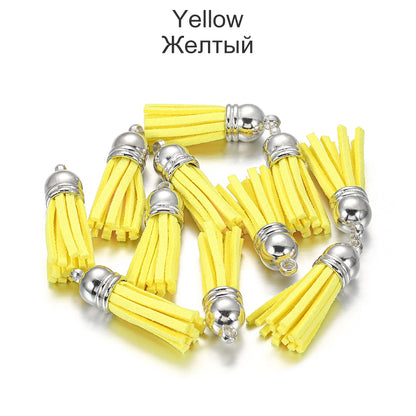 20 pendentifs en cuir vintage avec pompon de 38 mm.