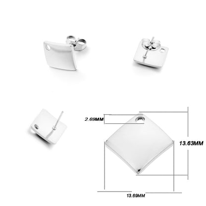 Base de clou de boucle d'oreille géométrique en acier inoxydable, 10 pièces