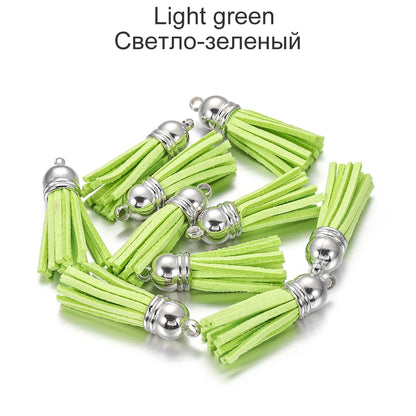 20 pendentifs en cuir vintage avec pompon de 38 mm.