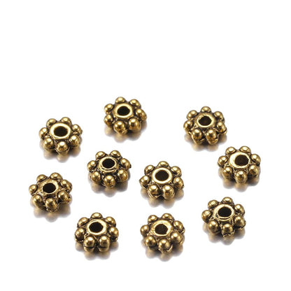 Perles d'espacement rondes plates antiques, 200 pièces