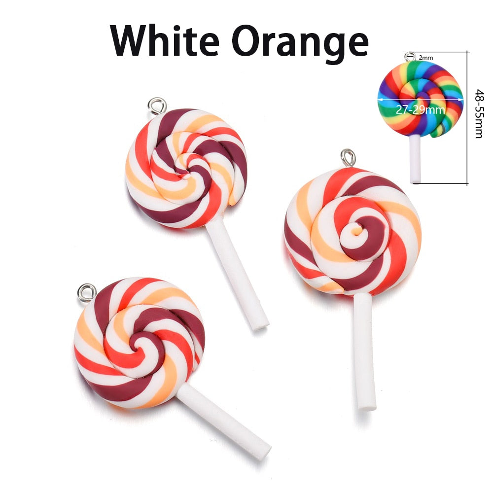 Cute Candy Color Marshmallow Polymer Clay Pendant, 10pcs