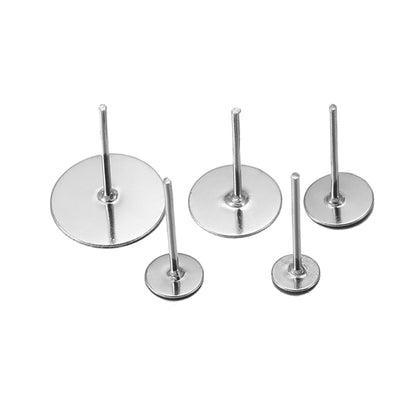 Base de goujons de boucle d'oreille vierge en métal de 4 à 10 mm, 100 pièces
