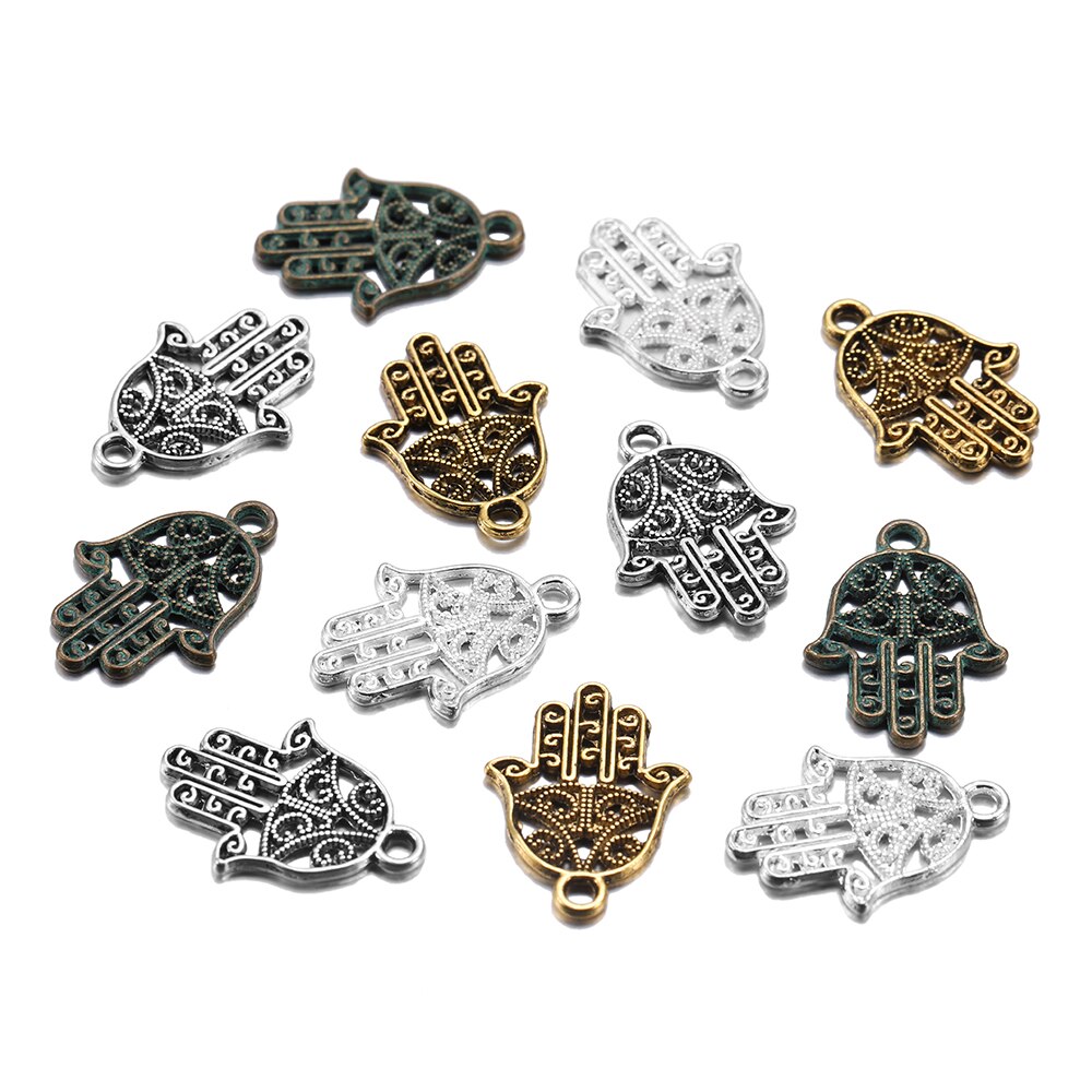 20 Stück 15 x 21 mm klassische antike Bronze-Hand-Charms-Anhänger