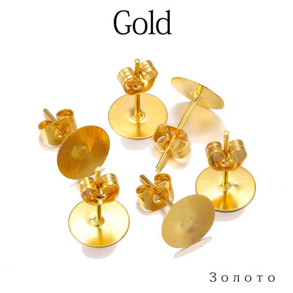 Base de goujons de boucle d'oreille vierge en métal de 4 à 10 mm, 100 pièces