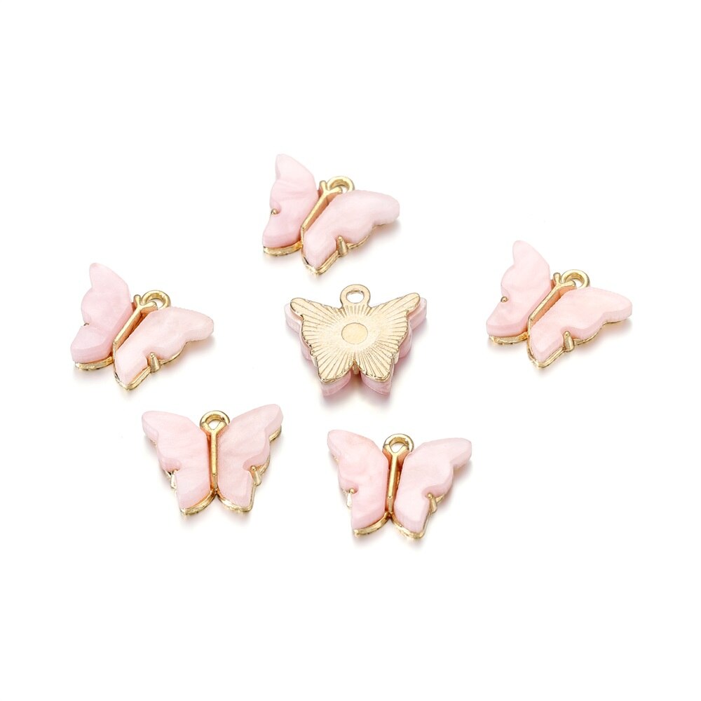 Pendentif papillon en résine colorée, 10 pièces