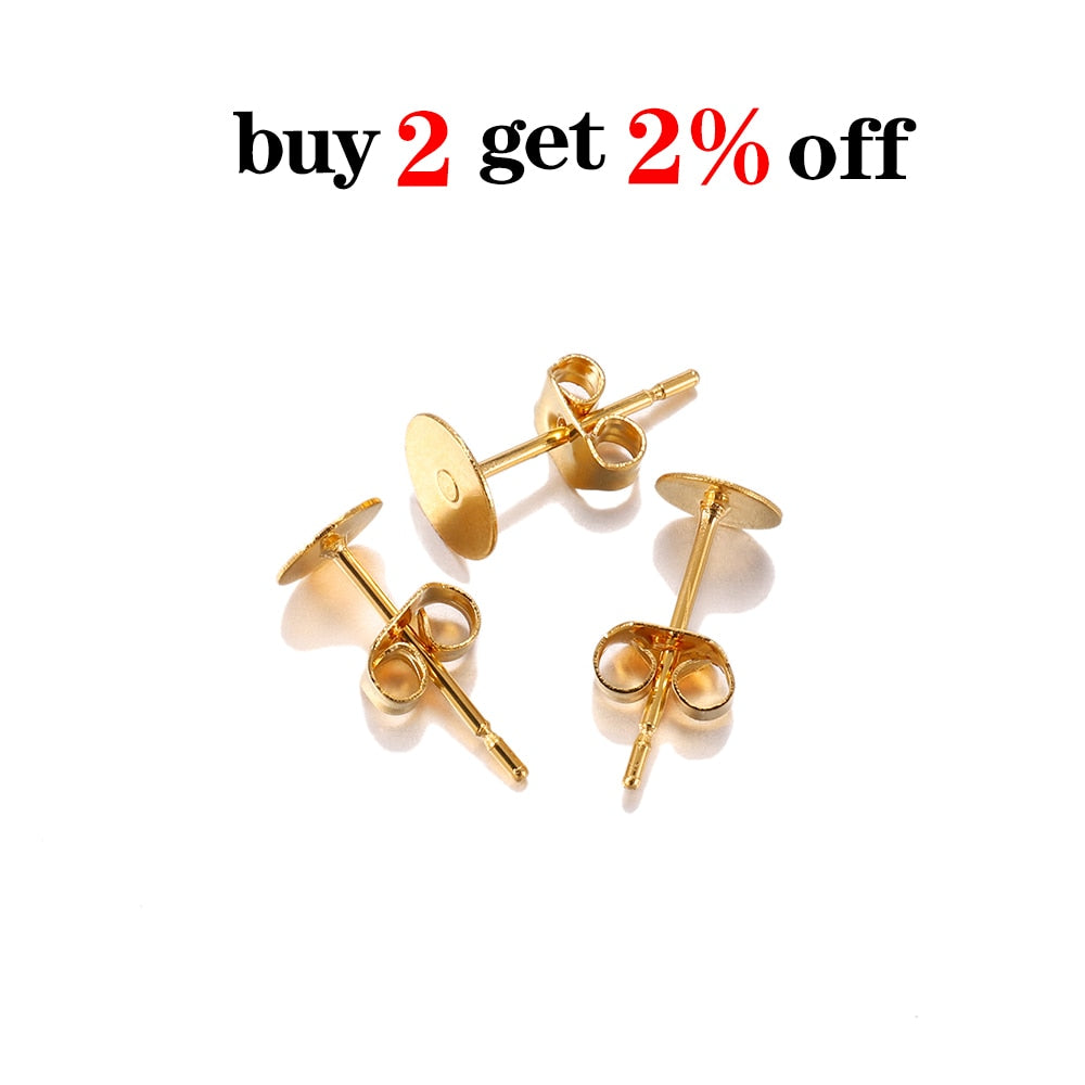 Boucle d'oreille à tige en acier inoxydable doré de 5 à 12 mm, 20 pièces