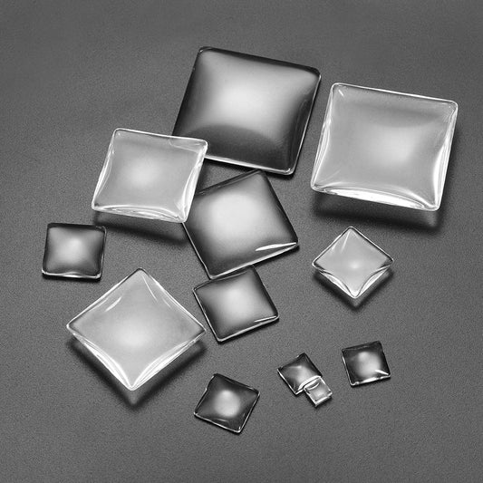 5-50pcs 6-40mm Clear Square Glass Cabochons