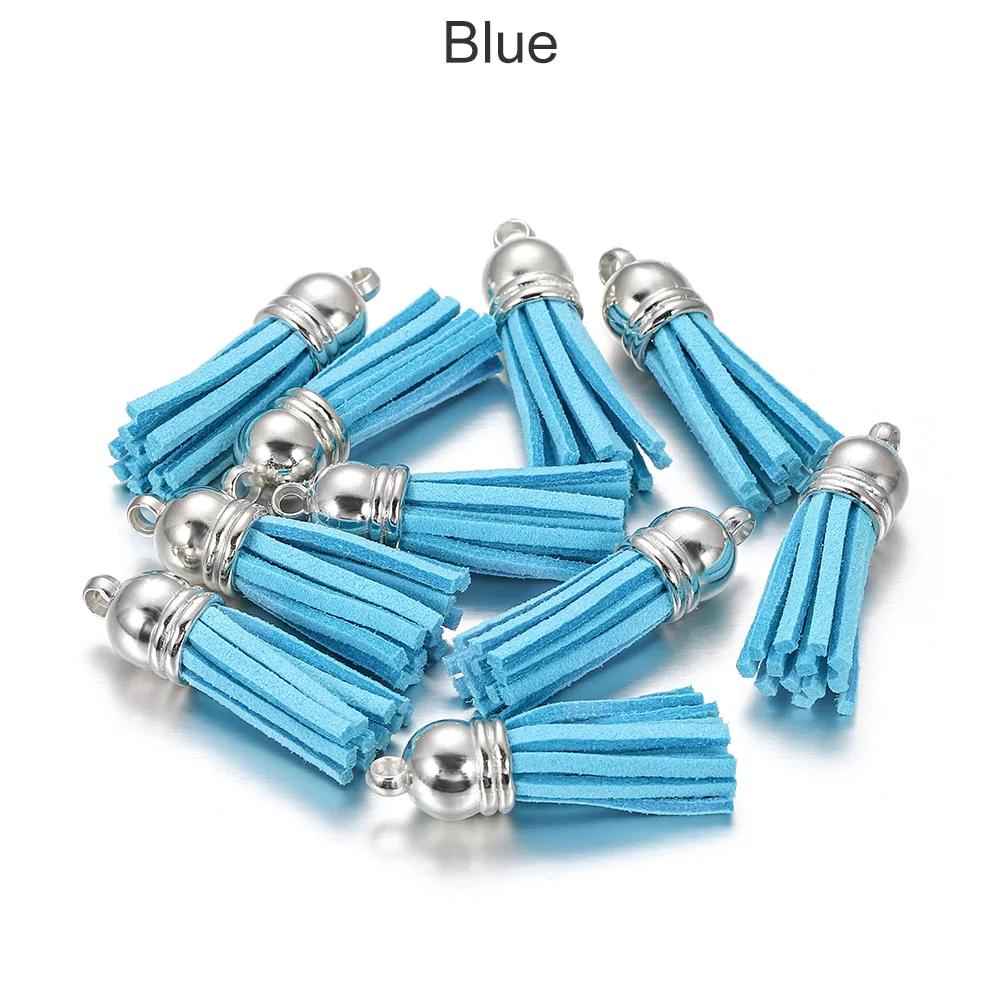 20 pendentifs en cuir vintage avec pompon de 38 mm.