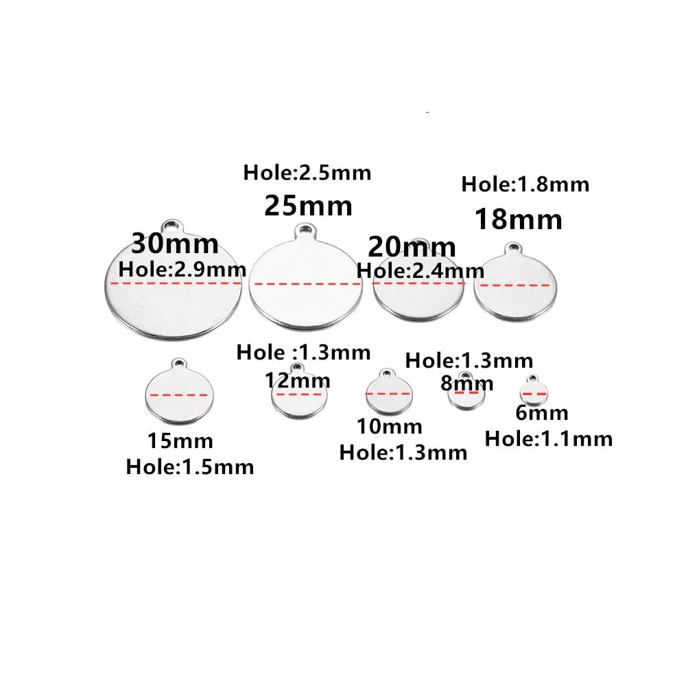 10-50pcs 6-30mm Stainless Steel Round Pendant Blanks