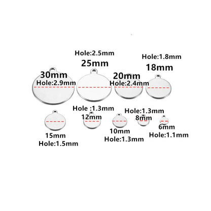 10-50pcs 6-30mm Stainless Steel Round Pendant Blanks