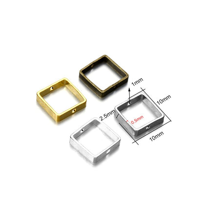 20 pendentifs géométriques en forme de cœur à Double trou en métal de 10mm