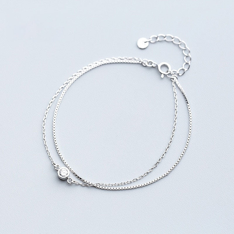 Leuchtendes, klares CZ-Doppelschicht-Armband
