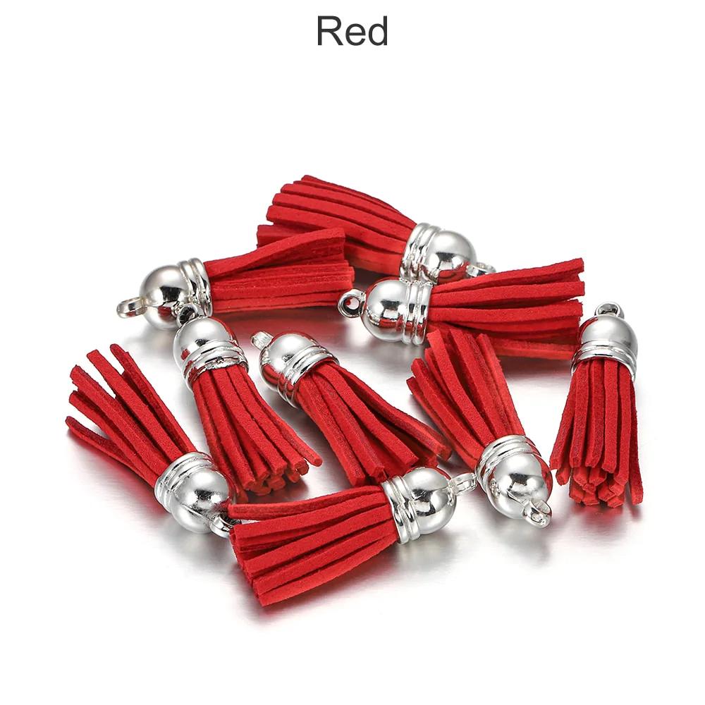 20 pendentifs en cuir vintage avec pompon de 38 mm.