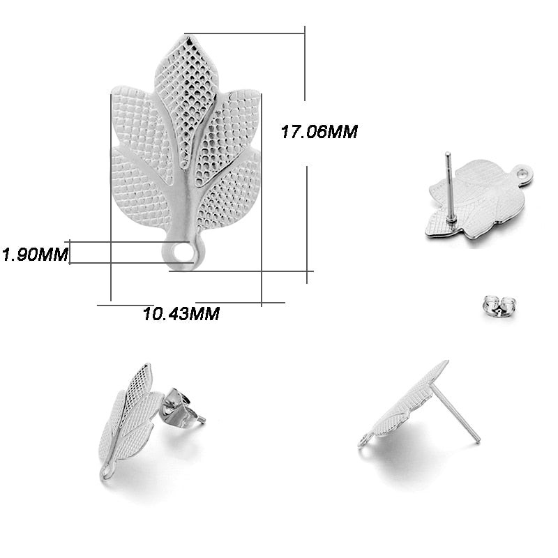 Base de clou de boucle d'oreille géométrique en acier inoxydable, 10 pièces