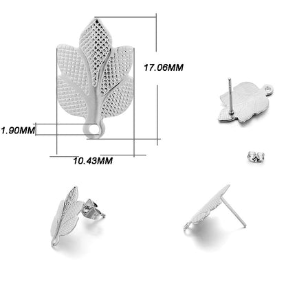 Base de clou de boucle d'oreille géométrique en acier inoxydable, 10 pièces