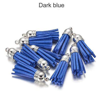 20 pendentifs en cuir vintage avec pompon de 38 mm.
