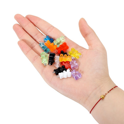 Candy Color Resin Mini Bear Charms, 10pcs