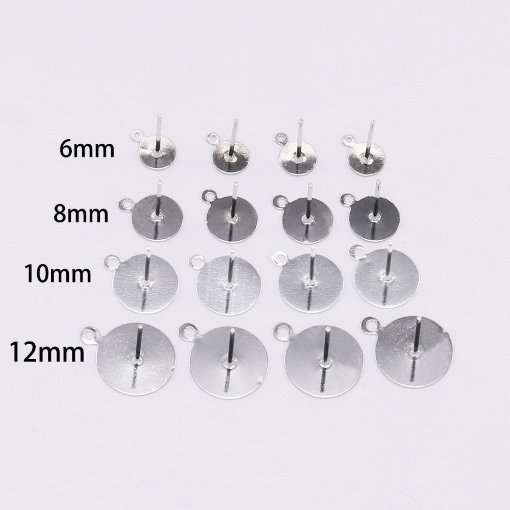 6-12 mm Stud Earring Blank Base, 200pcs
