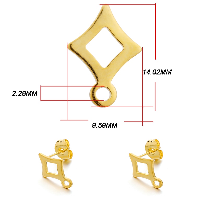 Base de clou de boucle d'oreille géométrique en acier inoxydable, 10 pièces