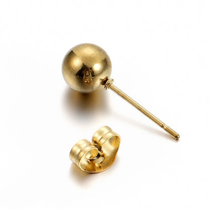 Clous de boucles d'oreilles boule ronde dorée avec bouchons, 20 pièces