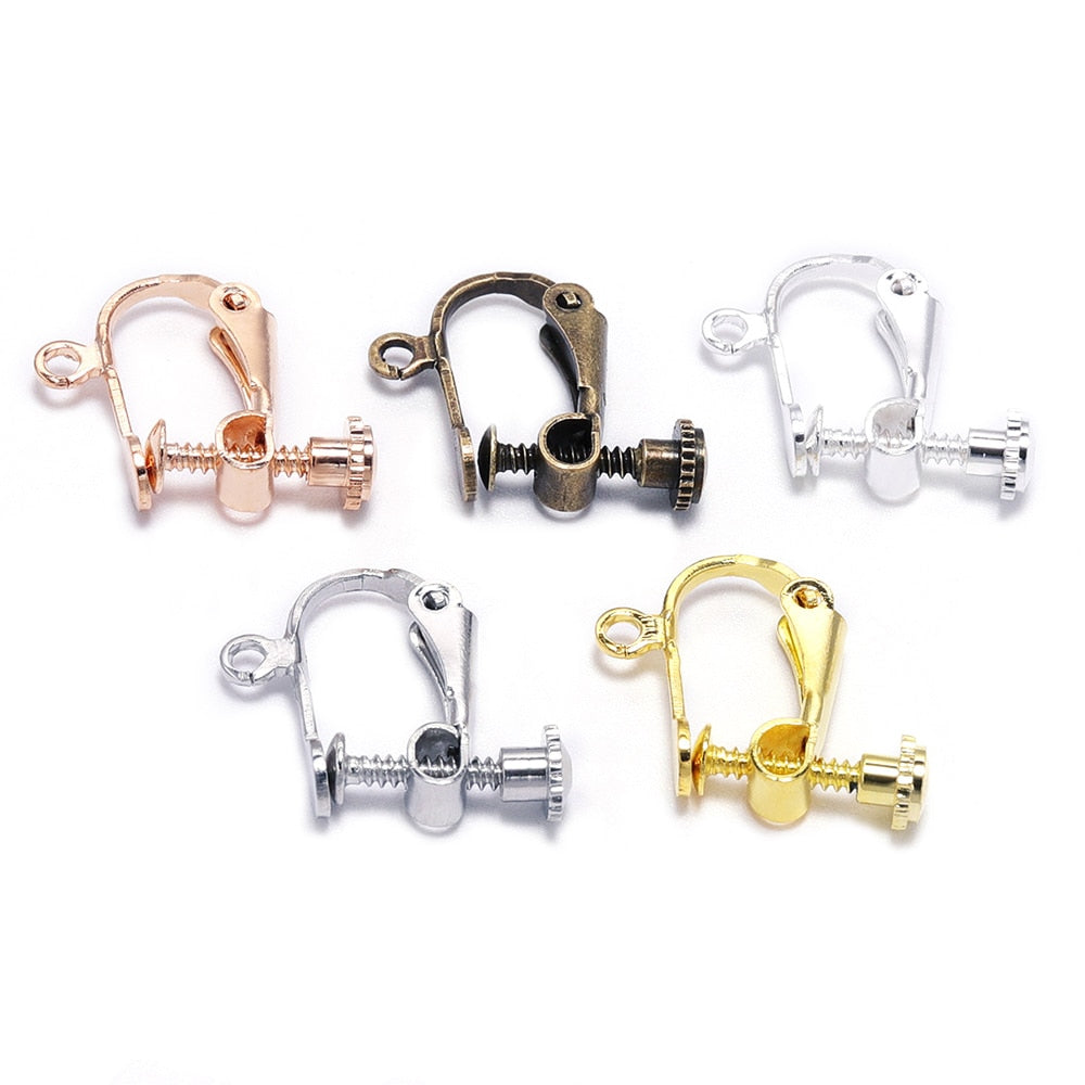 Clip d'oreille à vis en laiton 15x13mm, 10pcs