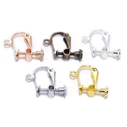 Clip d'oreille à vis en laiton 15x13mm, 10pcs
