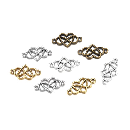 Breloques coeur infini amour pour toujours, 20 pièces