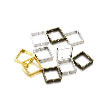 20 pendentifs géométriques en forme de cœur à Double trou en métal de 10mm