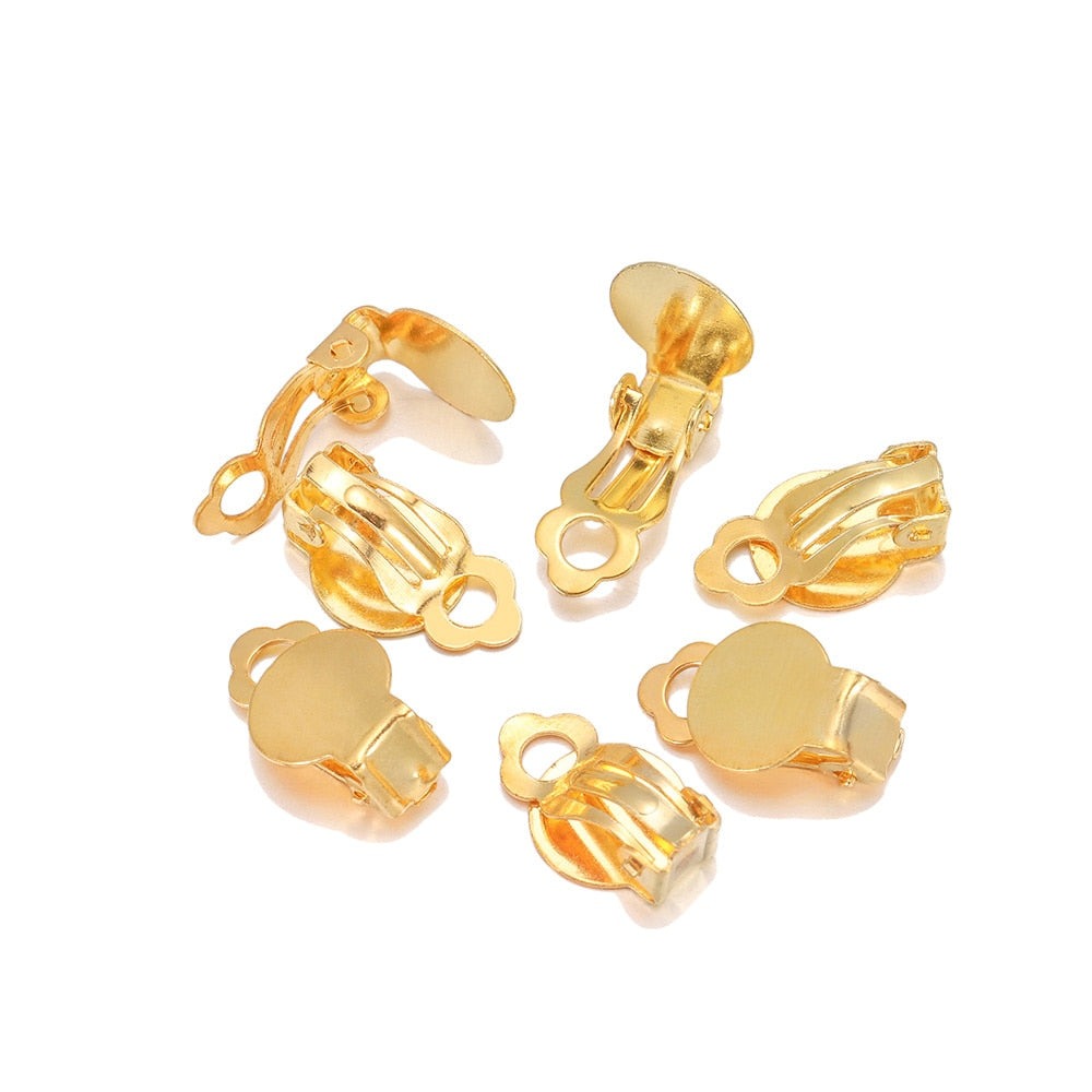 Base de clip d'oreille, boucles d'oreilles serties vierges 10 mm, 50 pcs