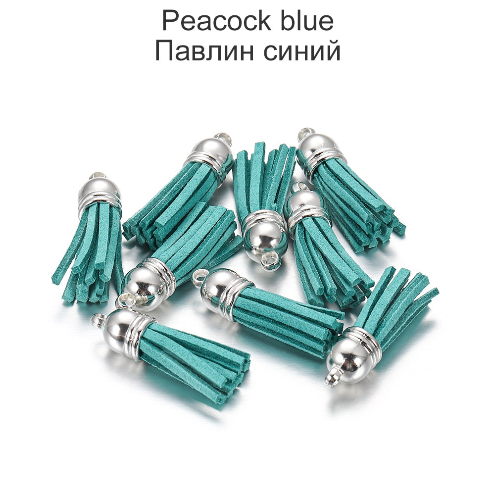 20 pendentifs en cuir vintage avec pompon de 38 mm.