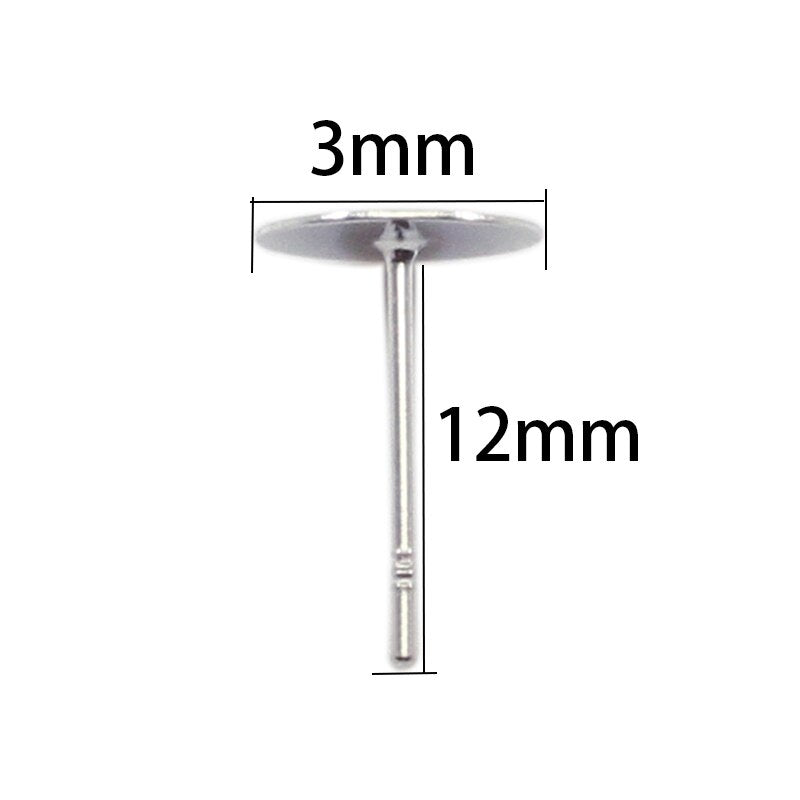 Stainless Steel Blank Earring Stud Base 3-8mm