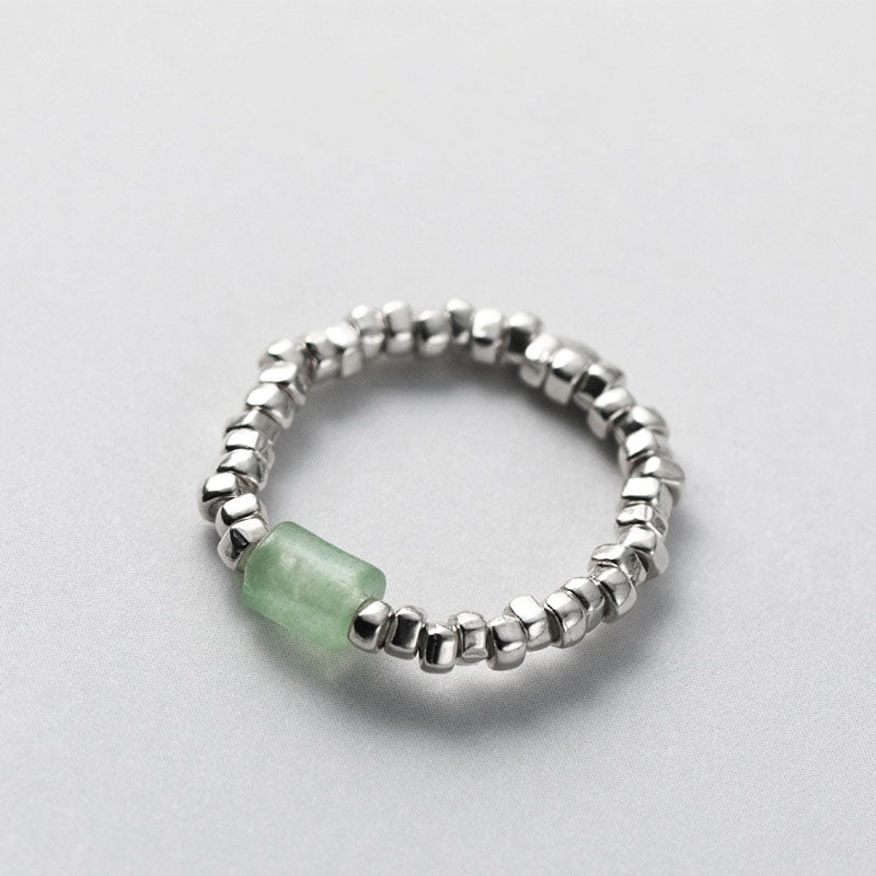 Green Crystal Geometric Block Ring