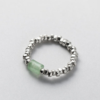 Green Crystal Geometric Block Ring