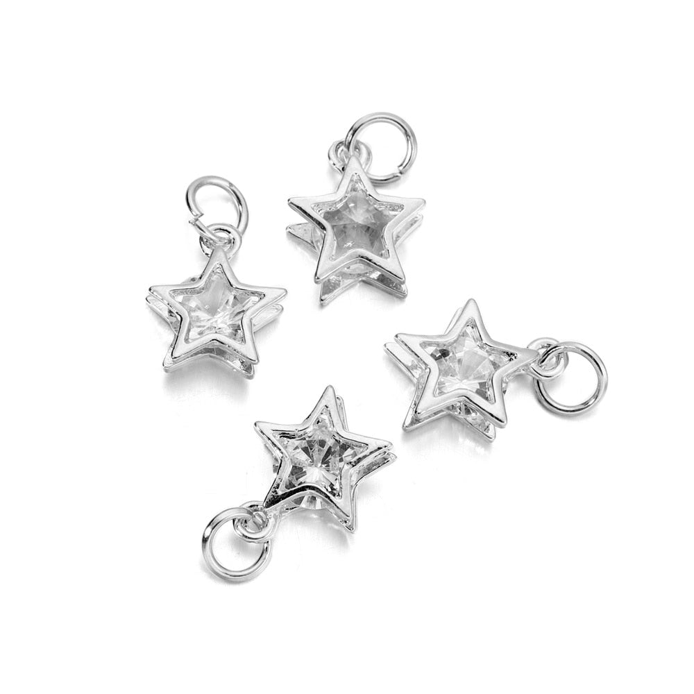 Breloques cœurs en strass, 10 pièces