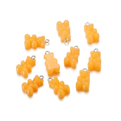 Candy Color Resin Mini Bear Charms, 10pcs