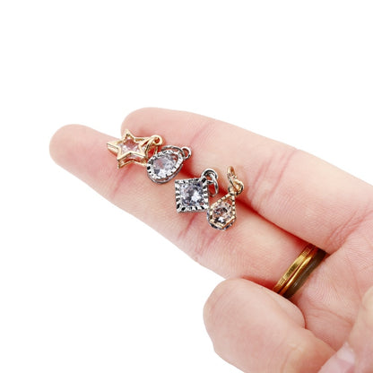 Breloques cœurs en strass, 10 pièces