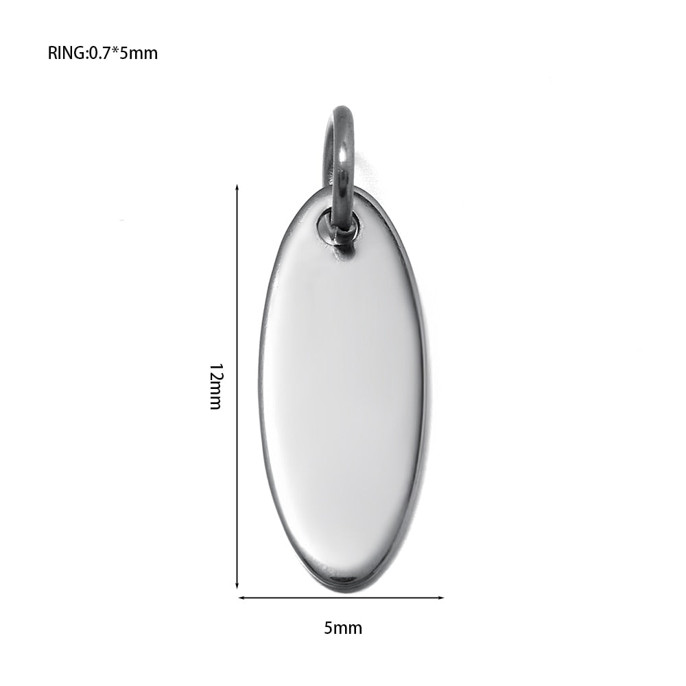 Stainless Steel Blanks Charms with Jump Ring (10Pcs)