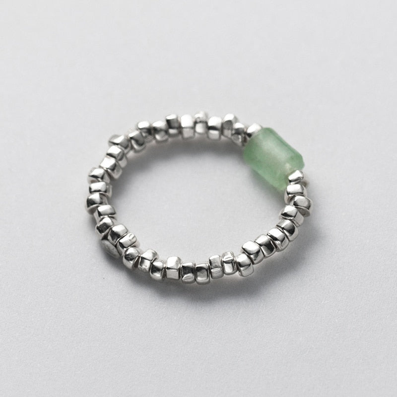 Green Crystal Geometric Block Ring