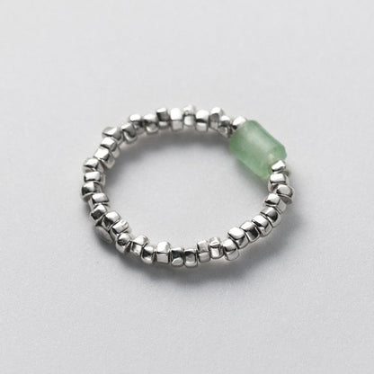 Green Crystal Geometric Block Ring