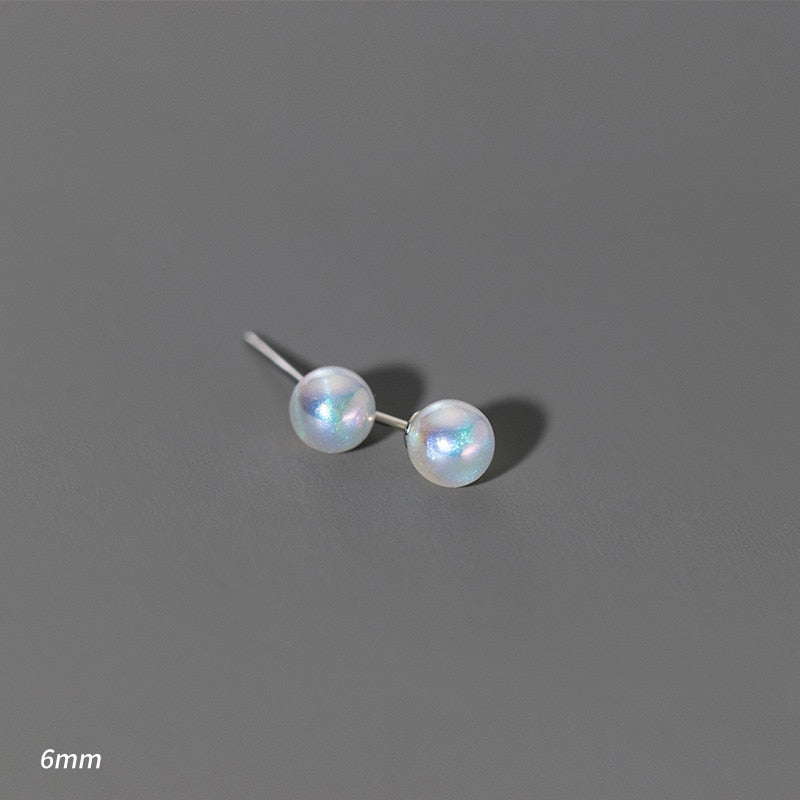 Rainbow Shell Pearl Stud Earrings