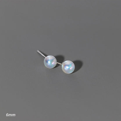 Rainbow Shell Pearl Stud Earrings