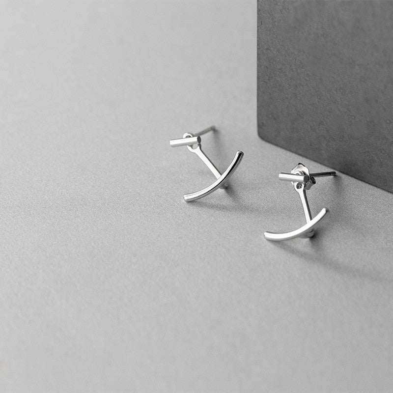 Two Type Minimalism Line Earrings