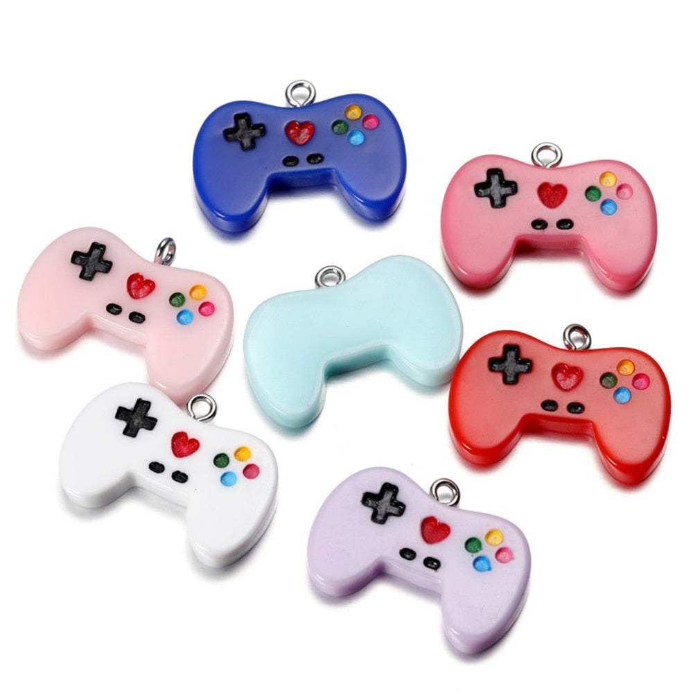 Bunte süße Gamepad-Harz-Anhänger, 10 Stück