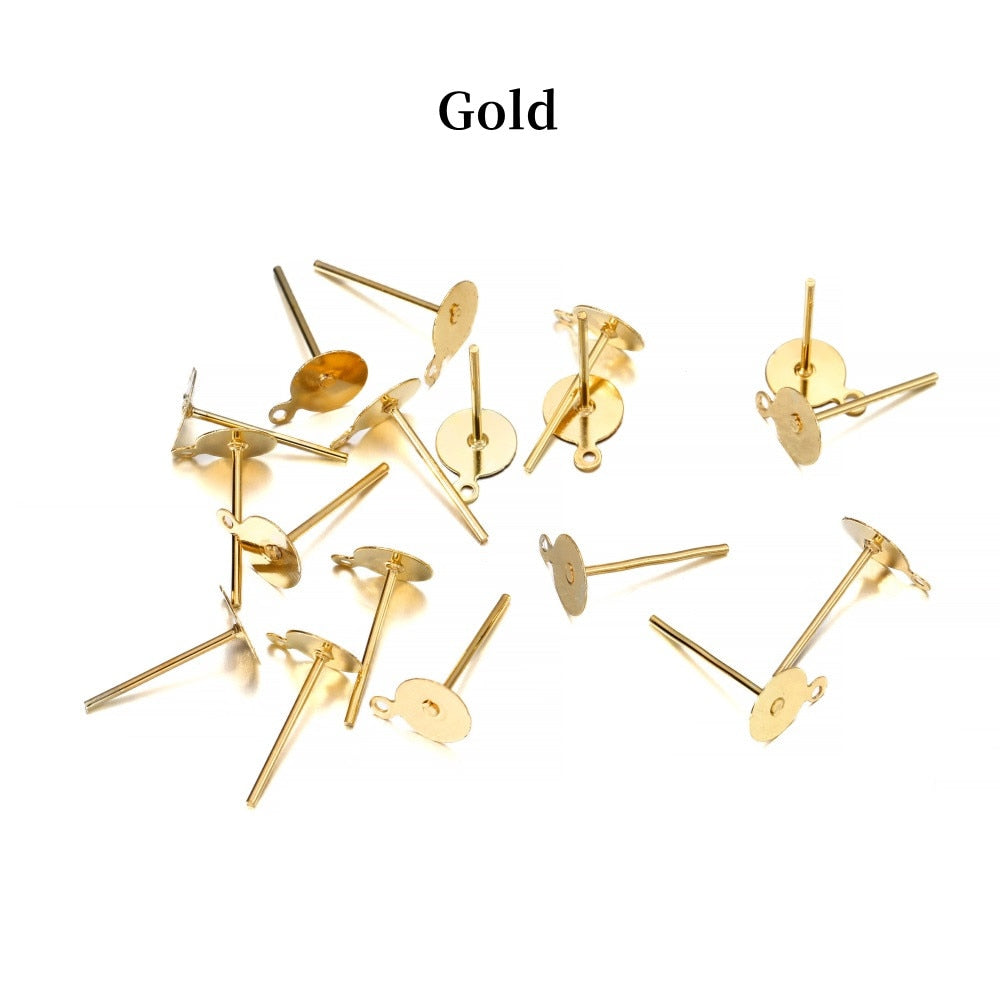 6-12 mm Stud Earring Blank Base, 200pcs
