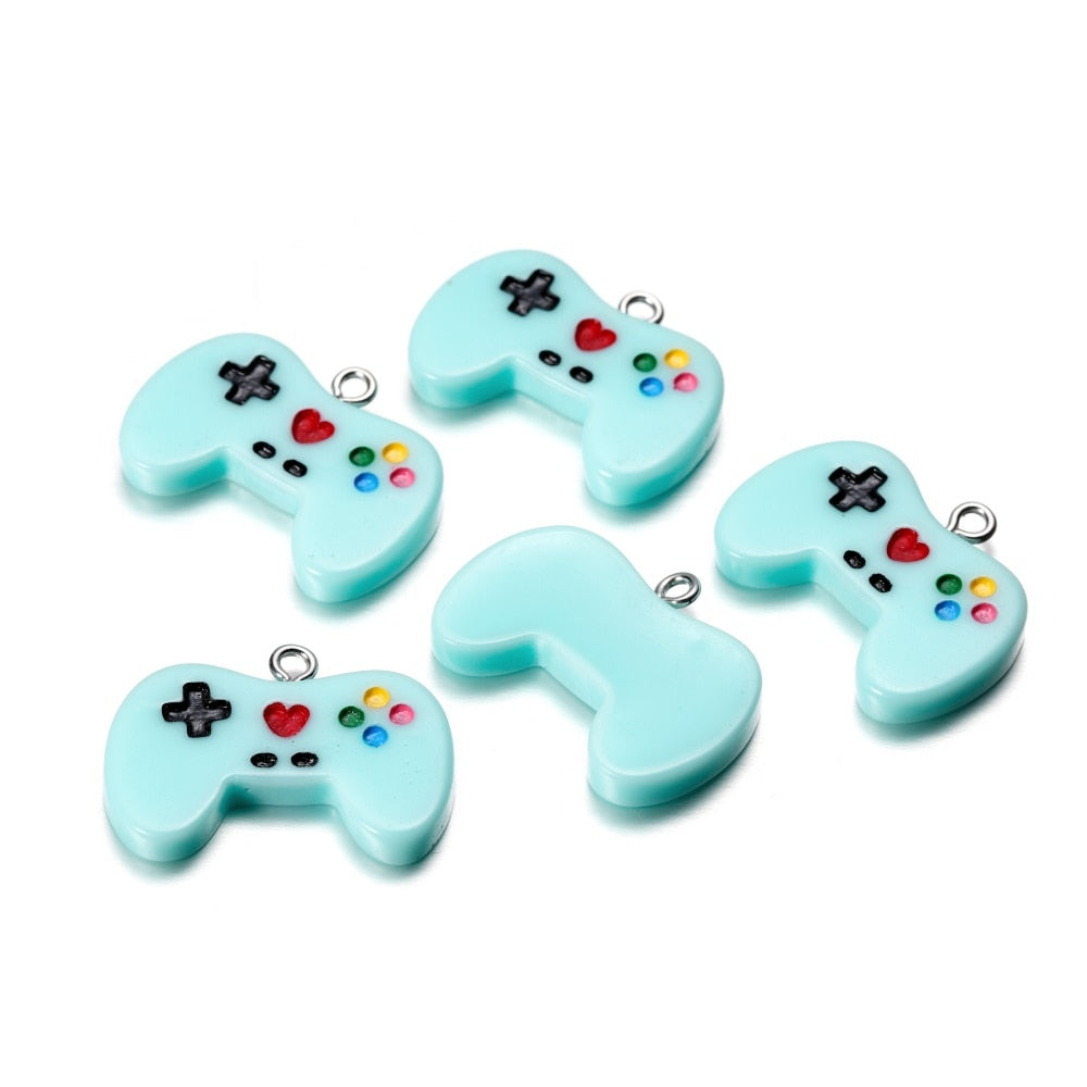 Bunte süße Gamepad-Harz-Anhänger, 10 Stück