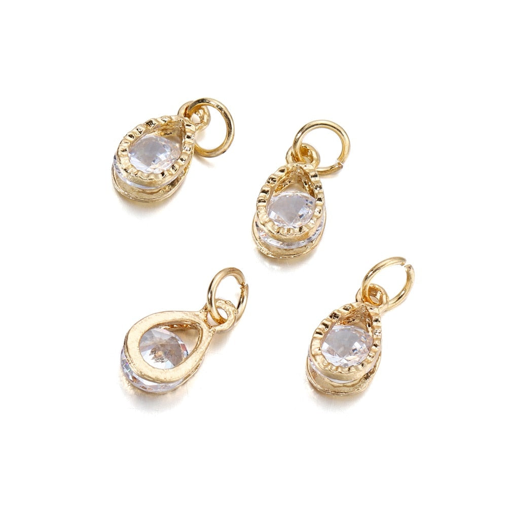 Breloques cœurs en strass, 10 pièces